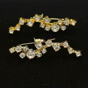 BaubleBar Gold Tone Rhinestone Ear Crawlers Climber Earrings Sparkly